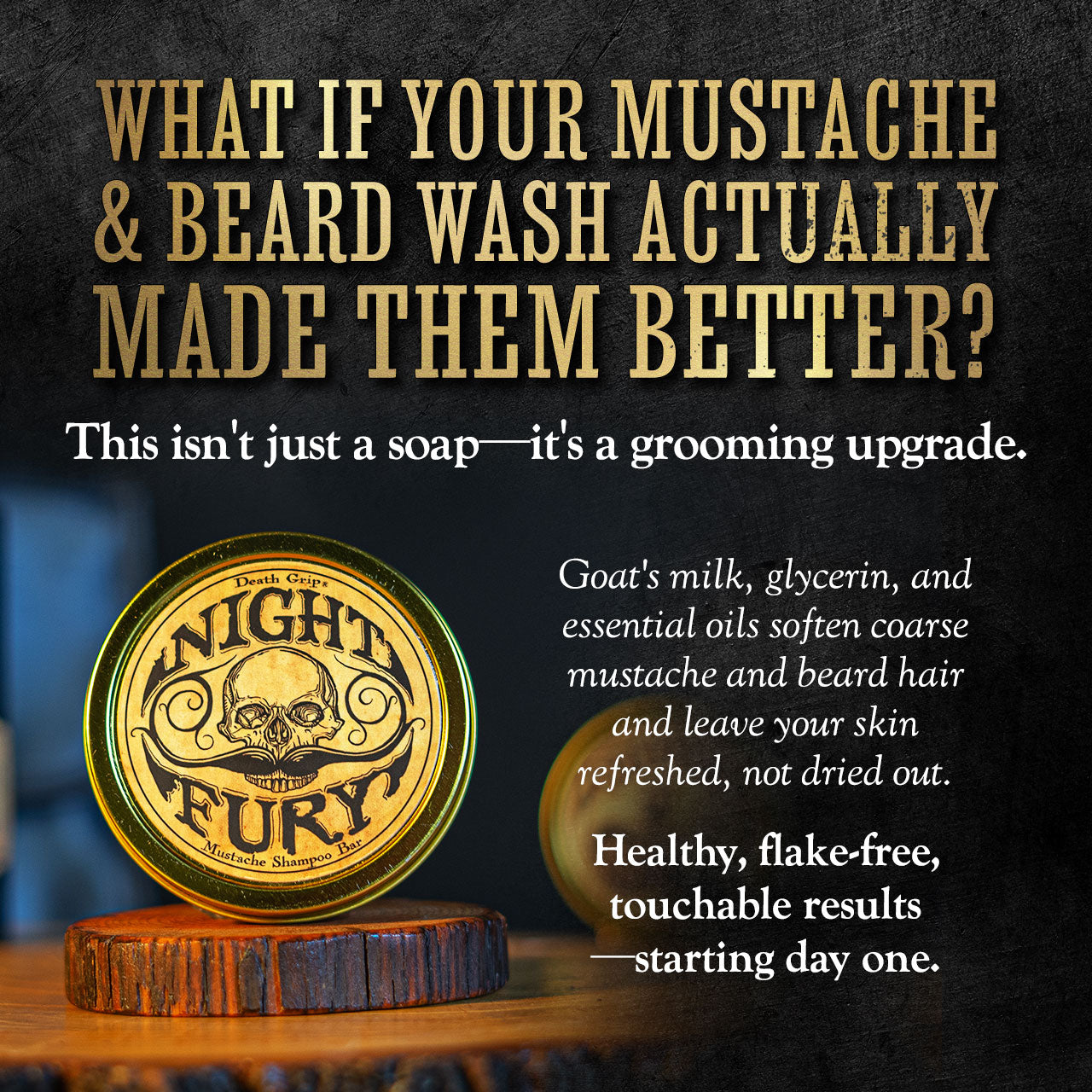 Night Fury Beard & Mustache Wash Bar – Citrus Scented Solid Shampoo for Men’s Facial Hair – Removes Wax Buildup, Softens Beard, and Cleans Mustache