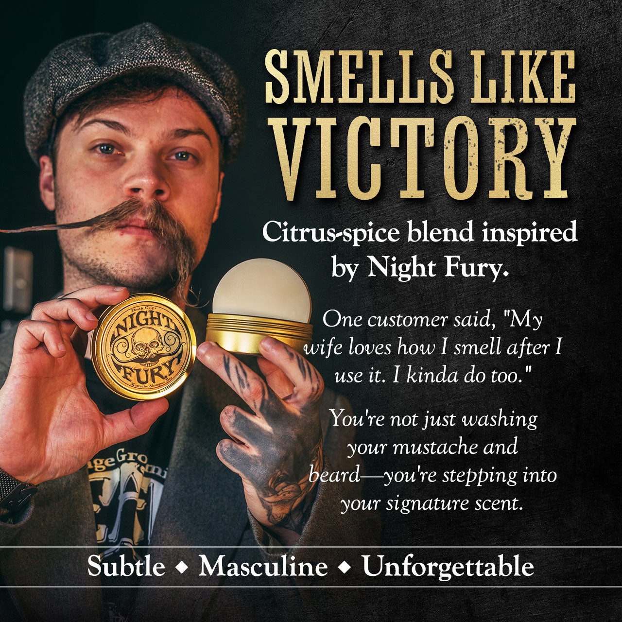 Night Fury Beard & Mustache Wash Bar – Citrus Scented Solid Shampoo for Men’s Facial Hair – Removes Wax Buildup, Softens Beard, and Cleans Mustache