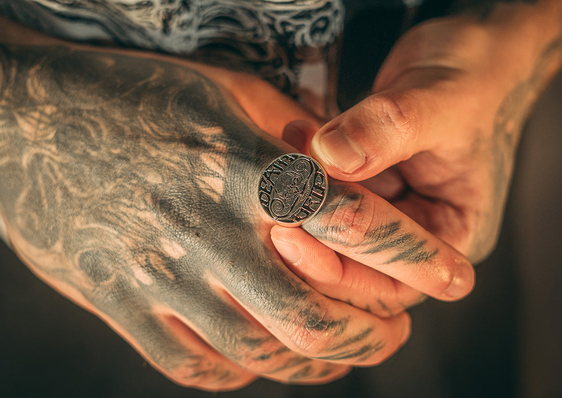Death Grip Brotherhood Signet Sterling Silver Ring