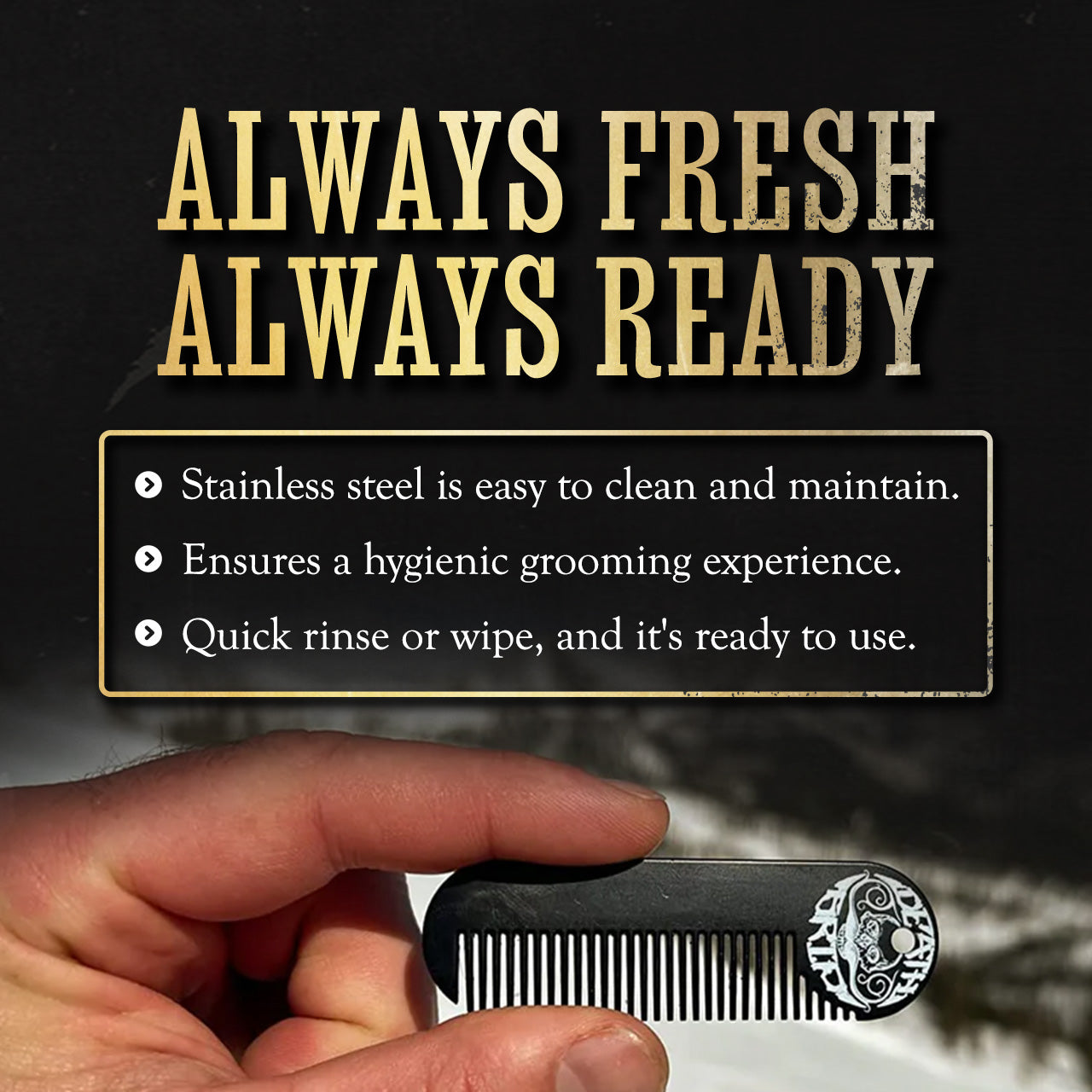 Sudden Death Strong Hold Mustache Wax and Death Grip Mustache Keychain Comb Set