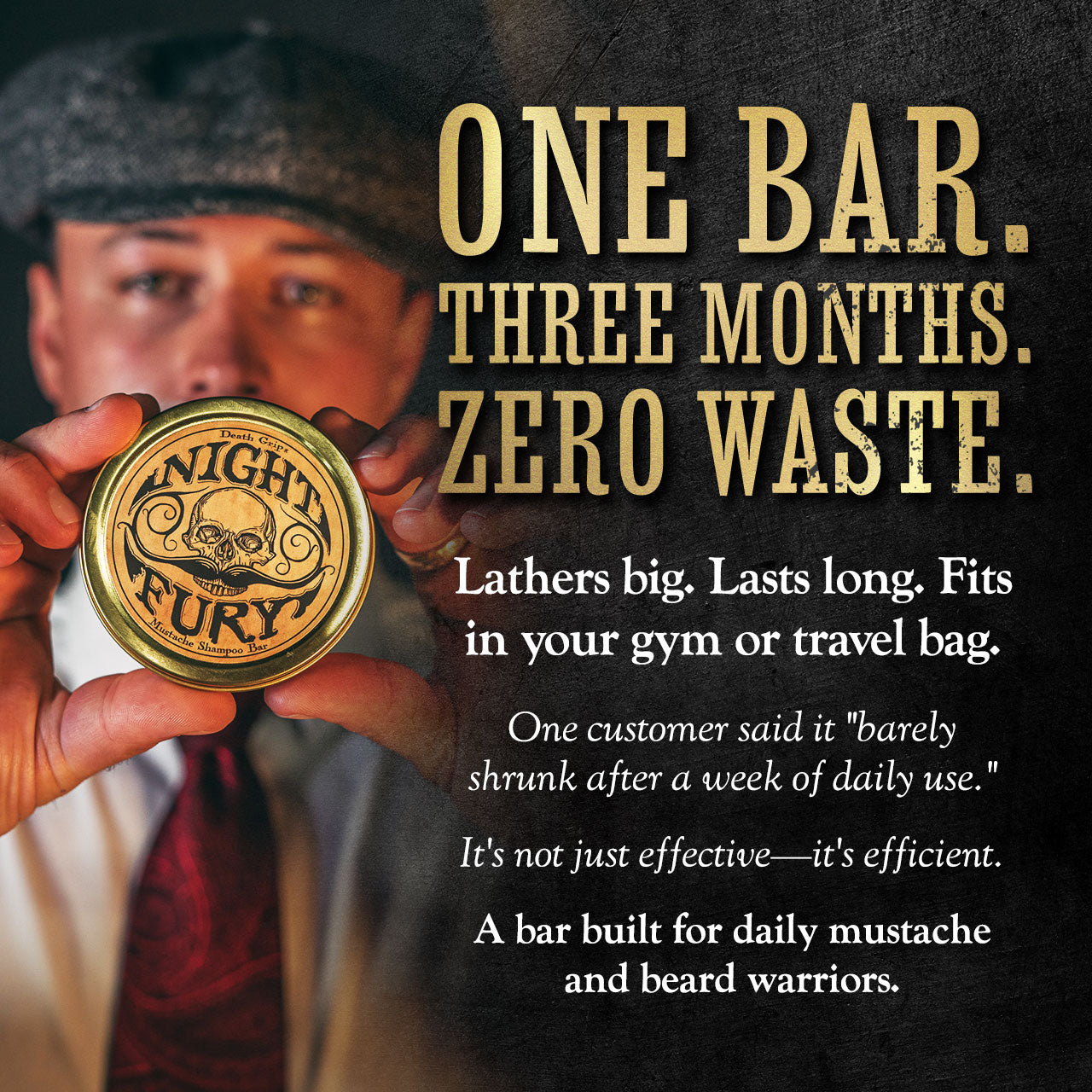 Night Fury Beard & Mustache Wash Bar – Citrus Scented Solid Shampoo for Men’s Facial Hair – Removes Wax Buildup, Softens Beard, and Cleans Mustache