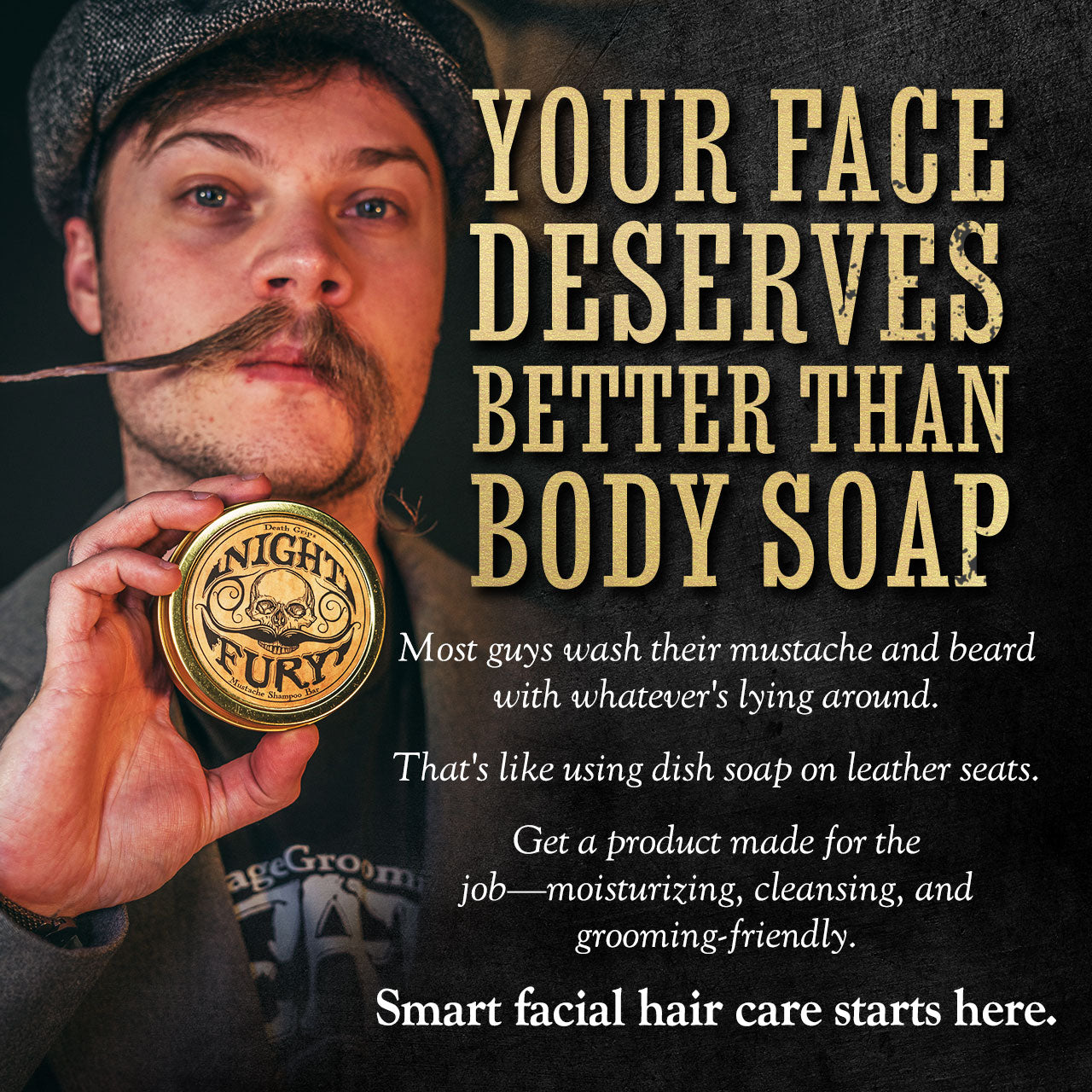 Night Fury Beard & Mustache Wash Bar – Citrus Scented Solid Shampoo for Men’s Facial Hair – Removes Wax Buildup, Softens Beard, and Cleans Mustache