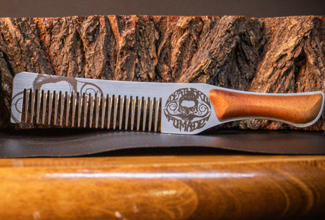 Death Grip Steel Metal Handcrafted Wood Handle Hair Comb