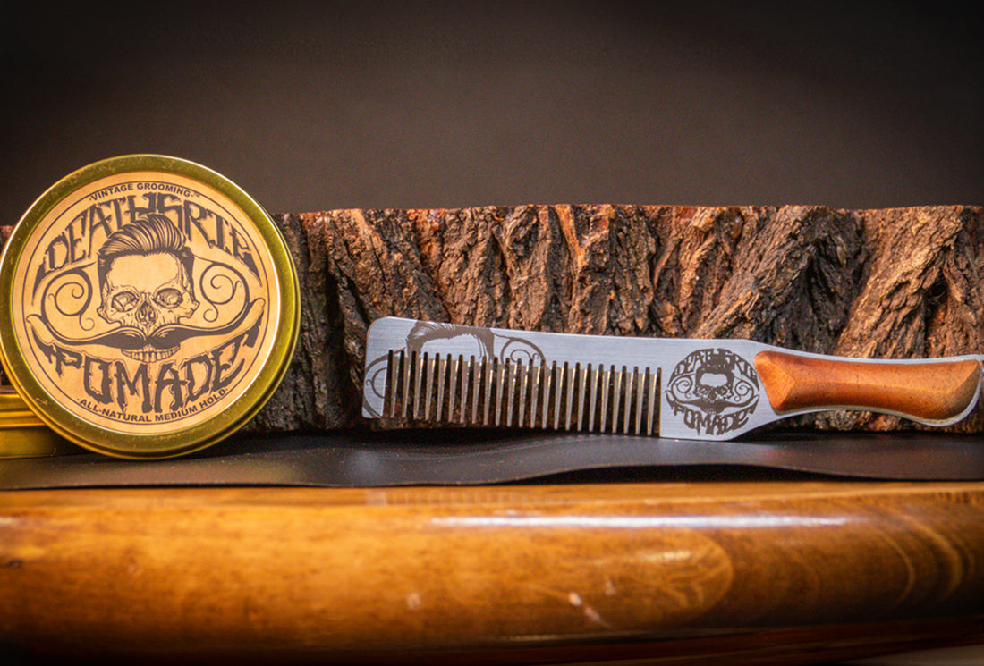 Death Grip Hair Pomade 2oz and Death Grip Pomade Hair Comb Set