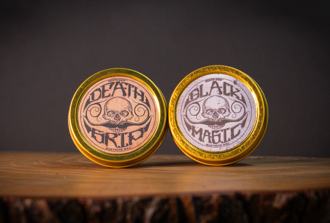Death Grip & Black Magic Death Grip Extra Strong Hold Mustache Waxes Set
