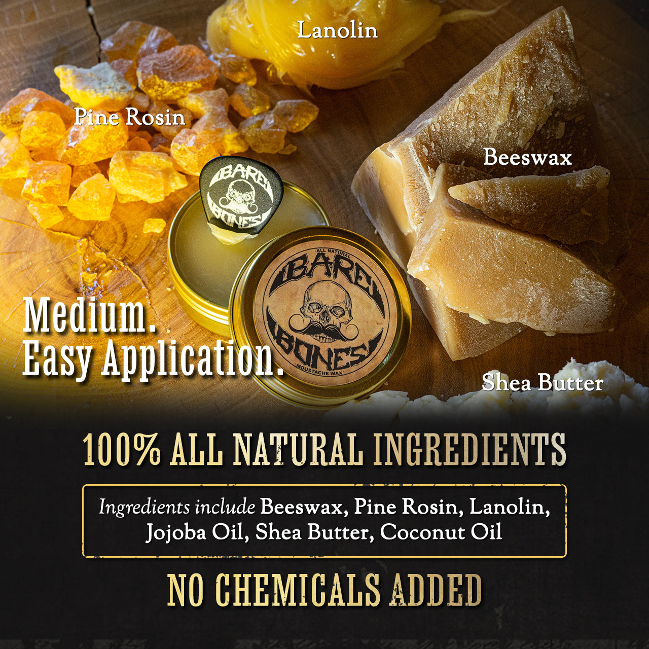 Mustache Kit w/ Small Travel Bag, 4 Mustache Waxes, 1 Pocket Comb, and Night Fury Mustache Wax Remover Oil