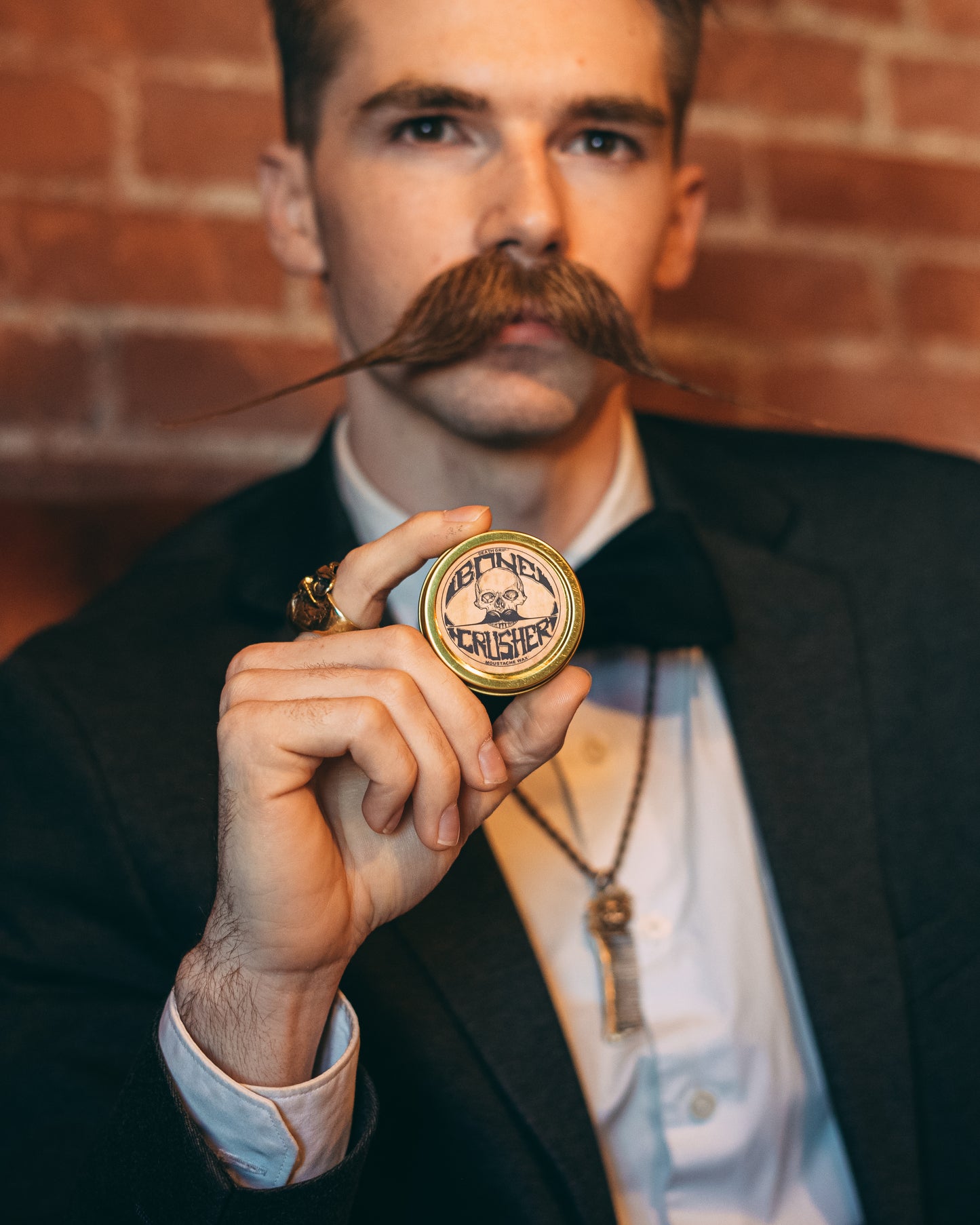 Bone Crusher Extra Strong Extra Firm (1oz) & Sudden Death Strong Hold (No Heat Required - 1oz) Mustache Wax Combo