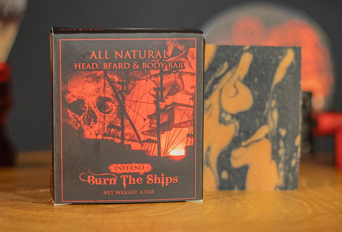 Burn The Ships All Natural Head, Beard, and Body Bar, 4 oz | Inferno Classic Spice Warm Scent