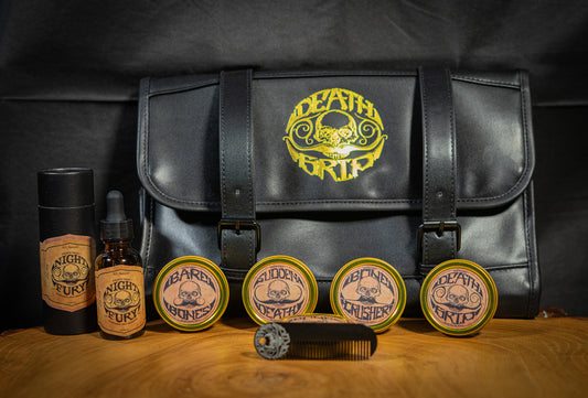 Mens Travel Dopp Kit For Mustaches & Beards | Death Grip Saddle Bag Grooming Kit