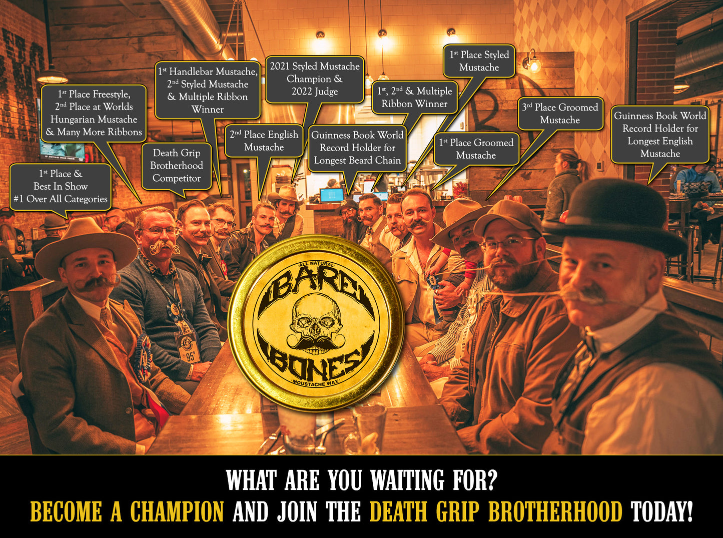 Death Grip Extra Strong Hold Mustache Wax and Bare Bones Medium Hold Mustache Wax Set