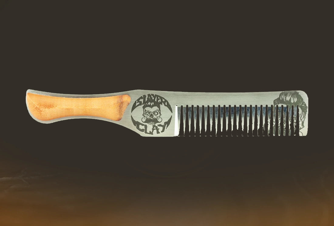 Death Grip Steel Metal Handcrafted Wood Handle Hair Comb