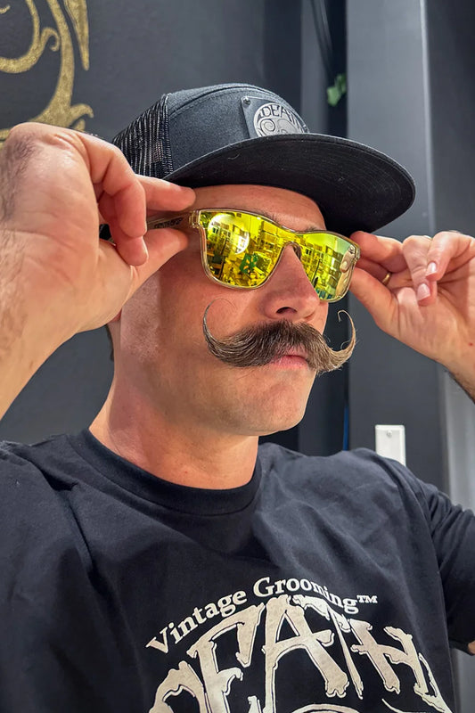 Death Grip Branded Gold Reflective Polarized Sunglasses w/ Sun Glasses Carrying Bag