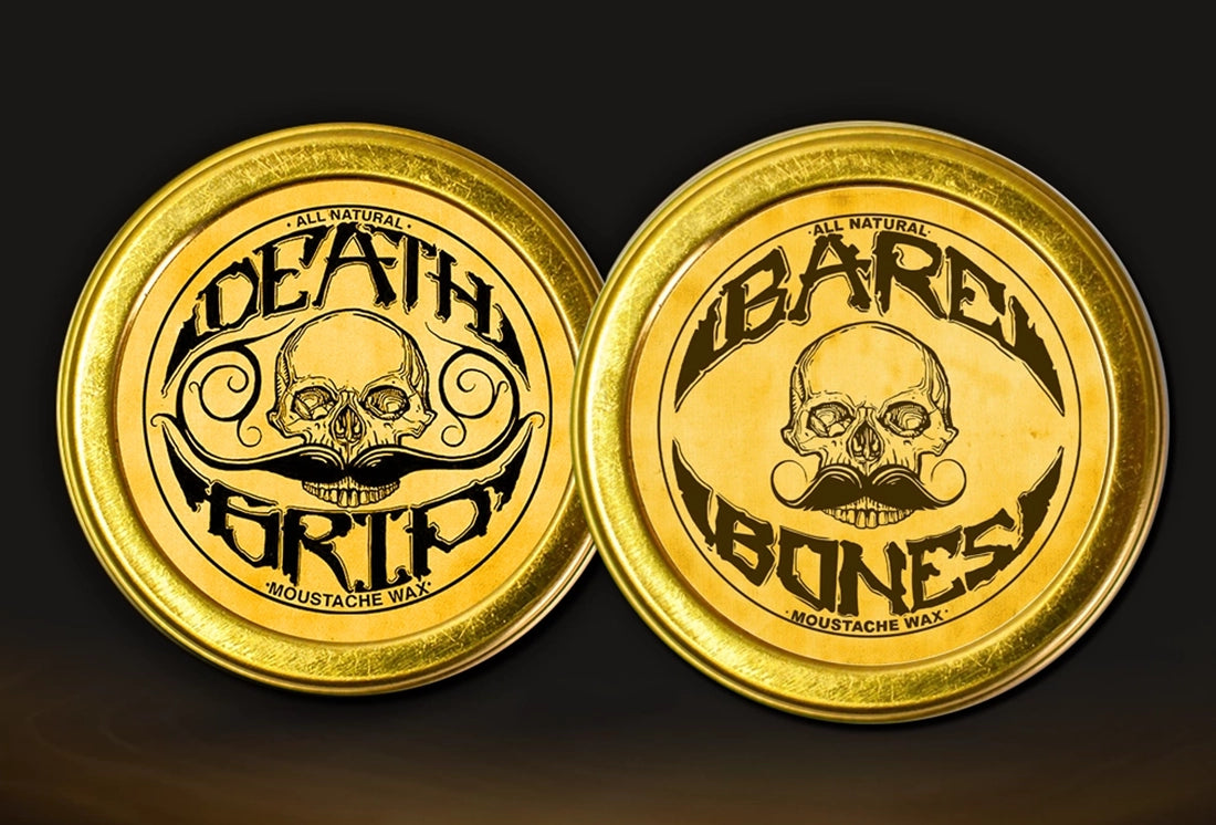 Death Grip Extra Strong Hold Mustache Wax and Bare Bones Medium Hold Mustache Wax Set