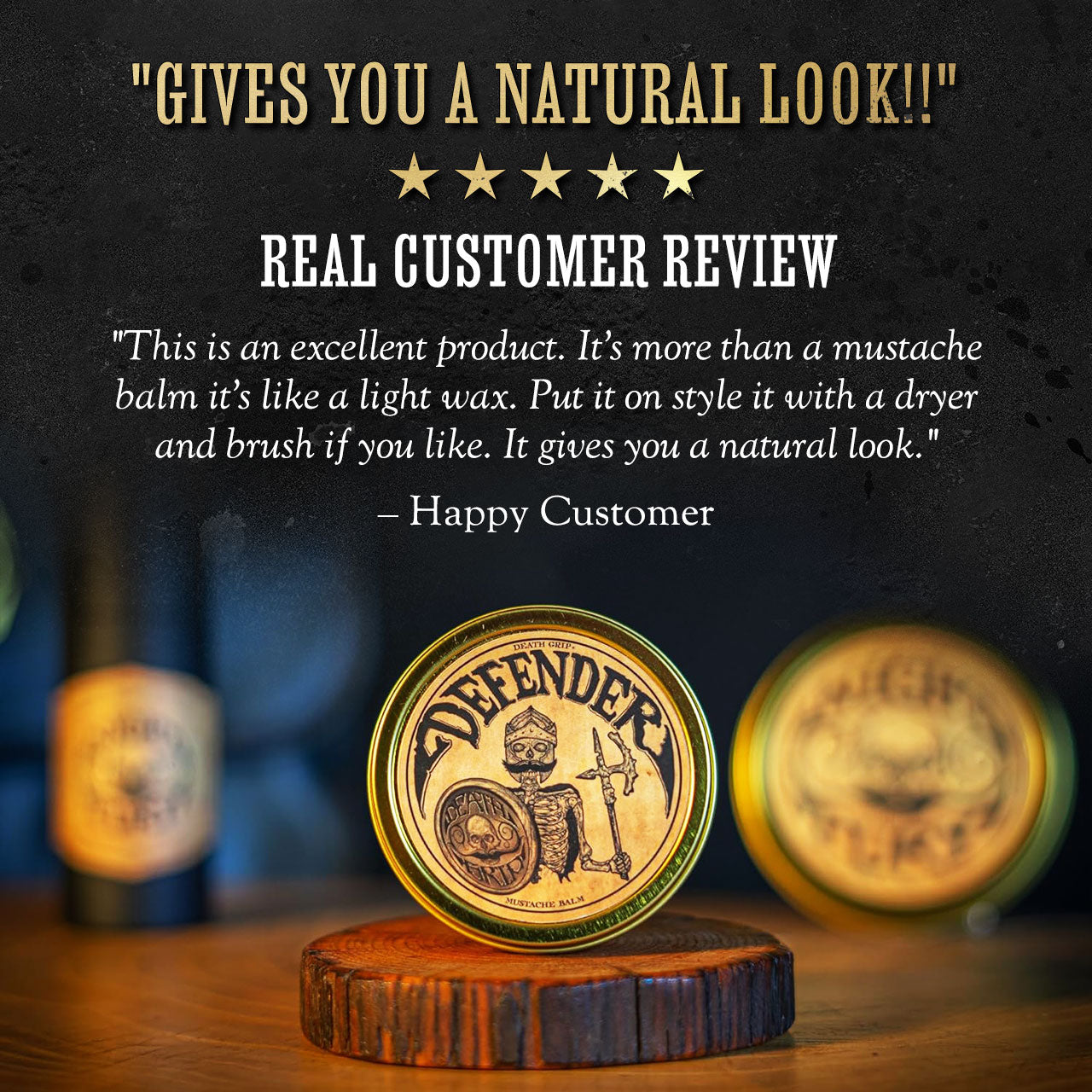 Death Grip Wax Defender Mustache Balm 2oz – The Best Beard and Mustache Wax for Natural Style and Daily Defense