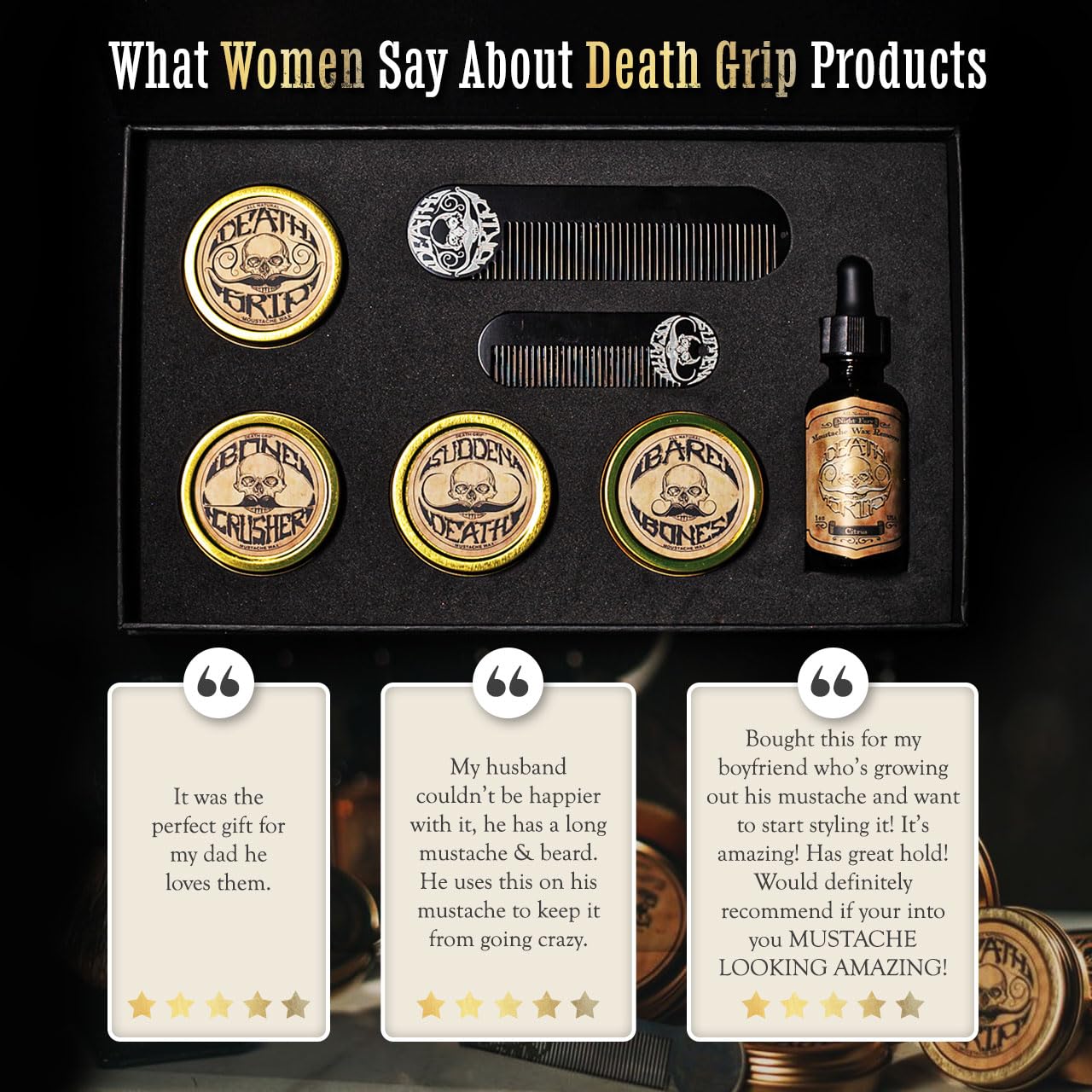 Mustache Grooming Kit - The Gold Standard By Death Grip Wax