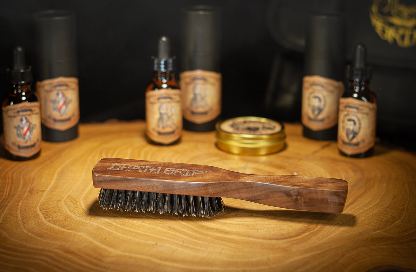 Wooden Death Grip Handle Head, Beard & Mustache Brush