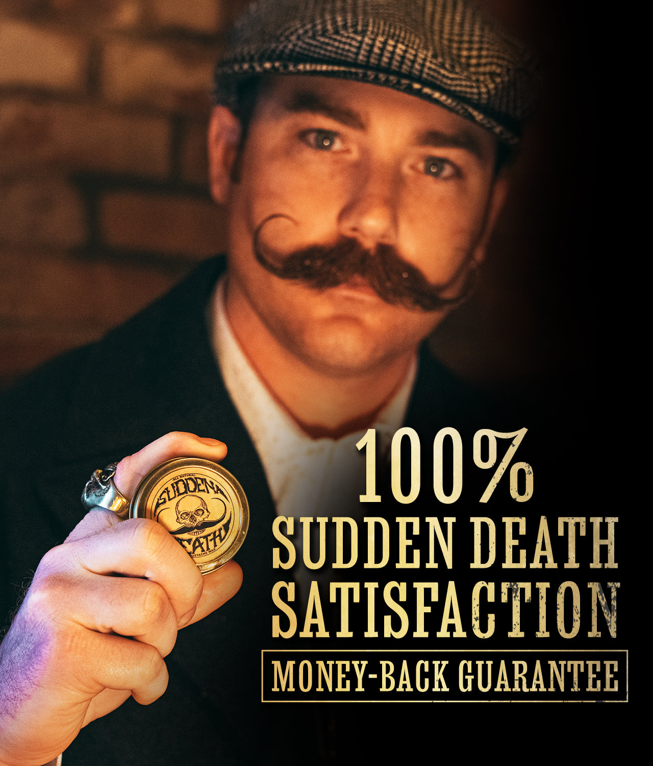 Strong Hold Mustache Wax Grooming For Men - 1oz Sudden Death Moustache & Beard Wax - Perfect For Handlebar Mustaches - No Heat Required