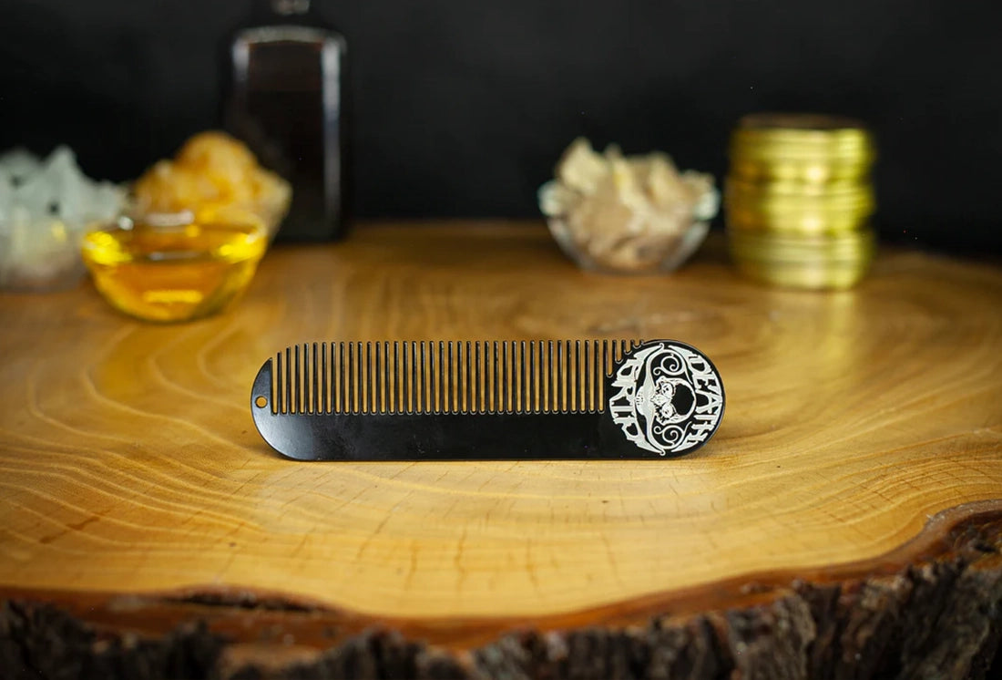 Large Metal Death Grip Keychain Pocket Beard & Mustache Comb | 5" x 1.25"