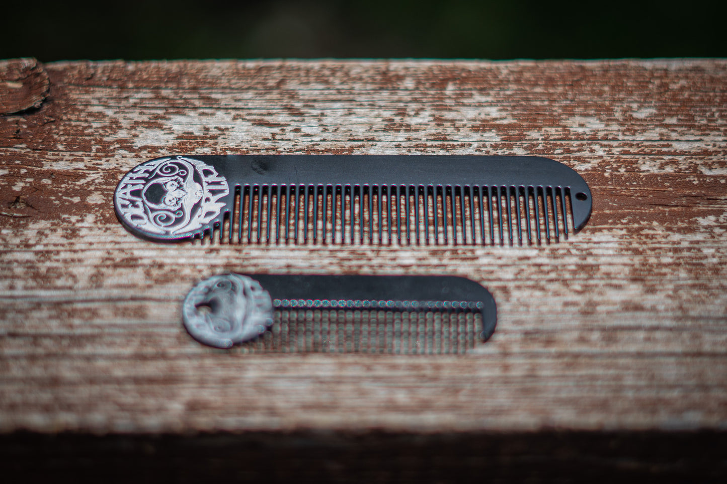 Large Metal Death Grip Keychain Pocket Beard & Mustache Comb | 5" x 1.25"