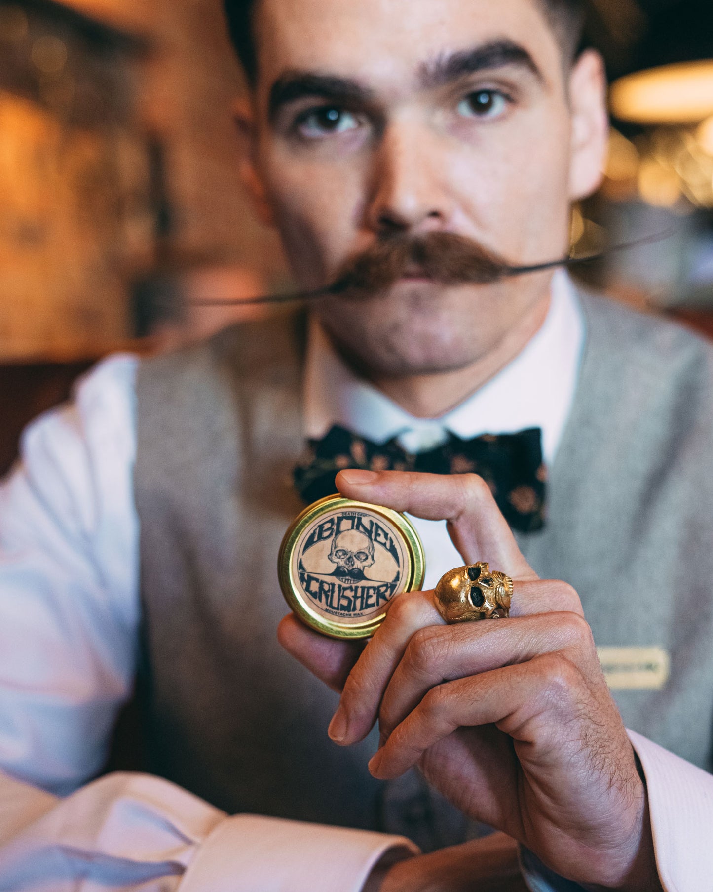 Bone Crusher Extra Strong Extra Firm (1oz) & Sudden Death Strong Hold (No Heat Required - 1oz) Mustache Wax Combo