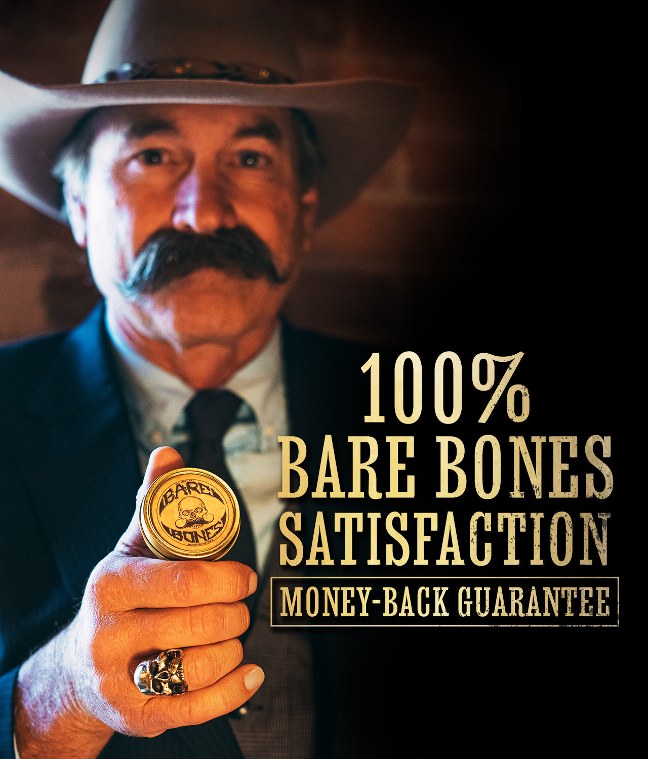 Medium Hold Mustache Wax | 1oz Bare Bones Moustache & Beard Wax Tin By Death Grip