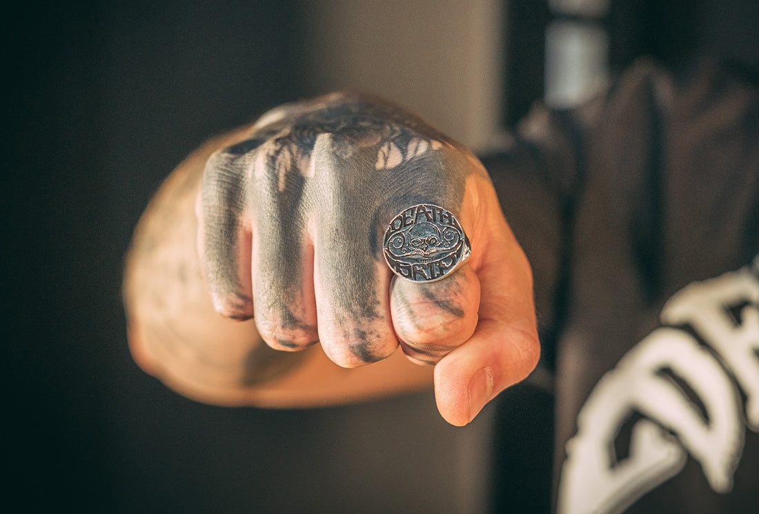 Death Grip Brotherhood Signet Sterling Silver Ring
