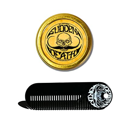 Sudden Death Strong Hold Mustache Wax and Death Grip Mustache Keychain Comb Set