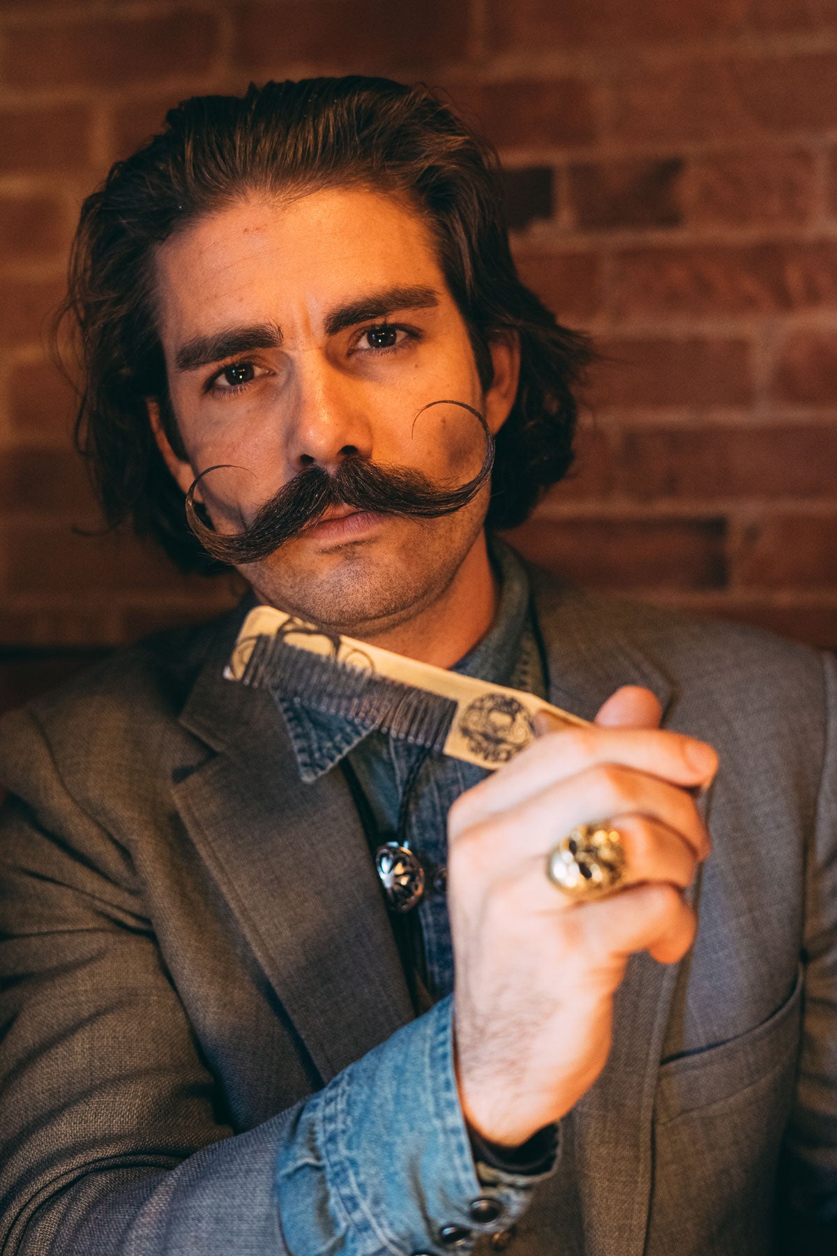 Hair Comb Steel Metal Handcrafted with Wood Handle