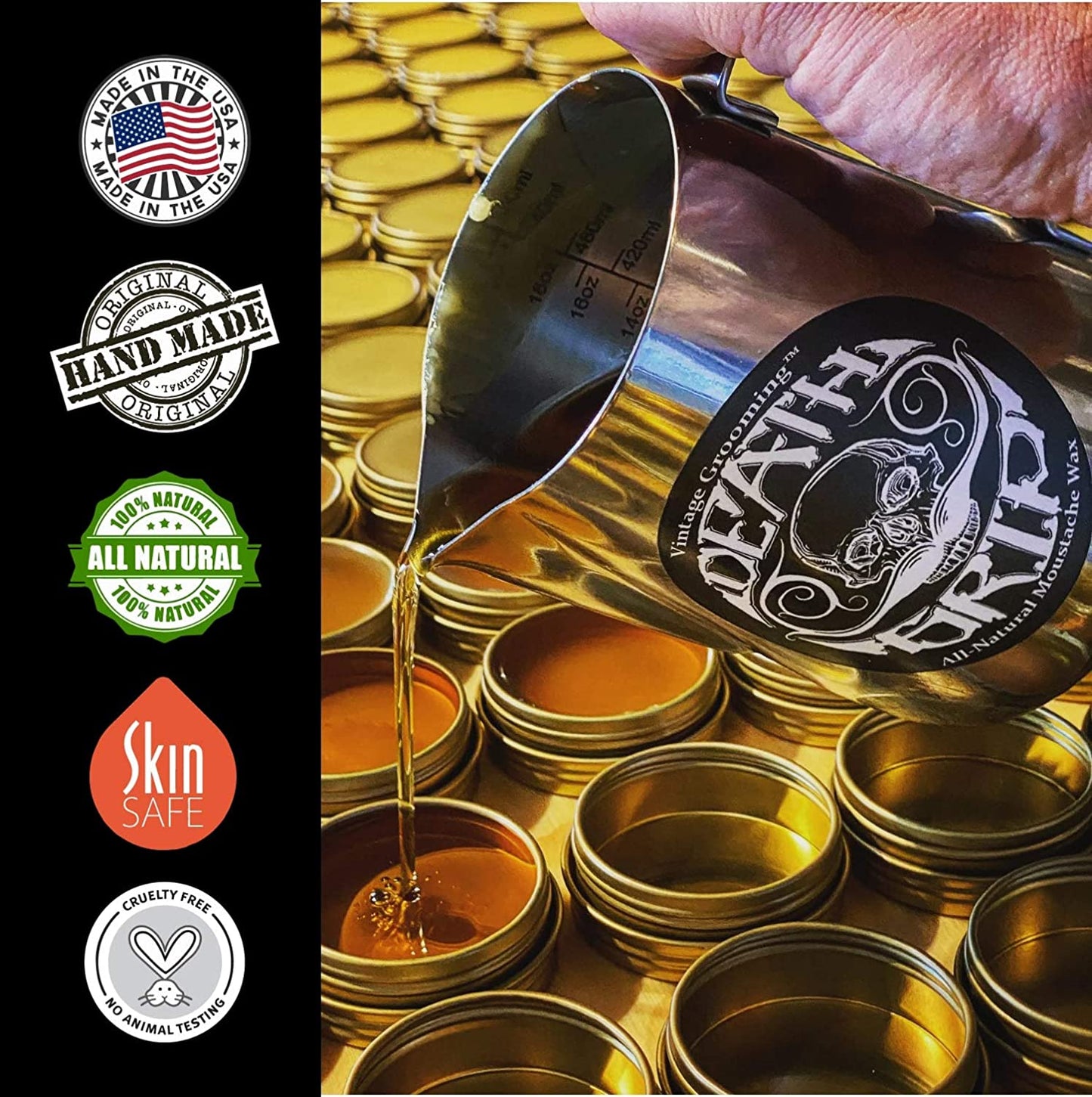 Death Grip Extra Strong Hold Mustache Wax and Night Fury Mustache Wax Remover Oil Set