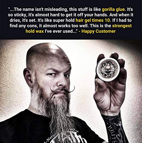 Mustache Wax Combo Kit Death Grip & Sudden Death I Extra Strong & Strong Hold Men's 2 - (1oz) Mustache Wax Tins I For Handlebar Moustache or Beard
