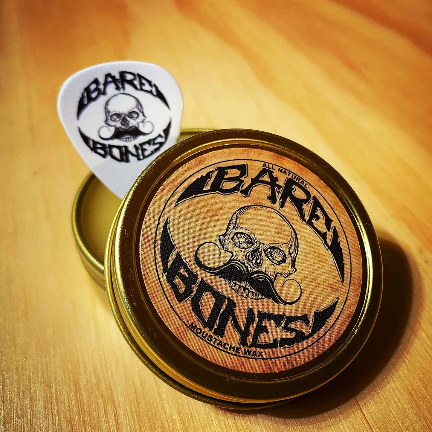 Mustache Wax Medium Hold Grooming For Men - 1oz Bare Bones Moustache & Beard Wax Tin By Death Grip