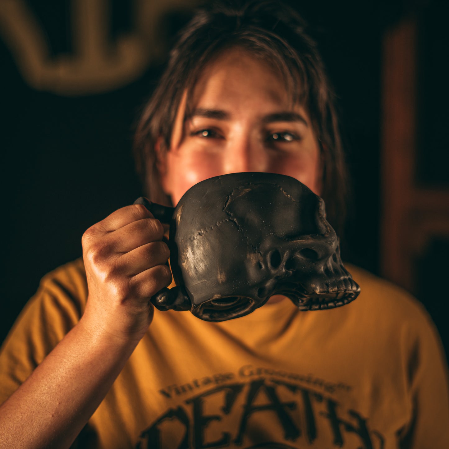 Burn The Ships Ceramic Skull Mug | 8 oz Novelty Skull Mug for Drinking