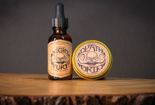 Death Grip Extra Strong Hold Mustache Wax and Night Fury Mustache Wax Remover Oil Set