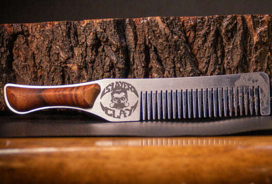 Death Grip Steel Metal Handcrafted Wood Handle Hair Comb