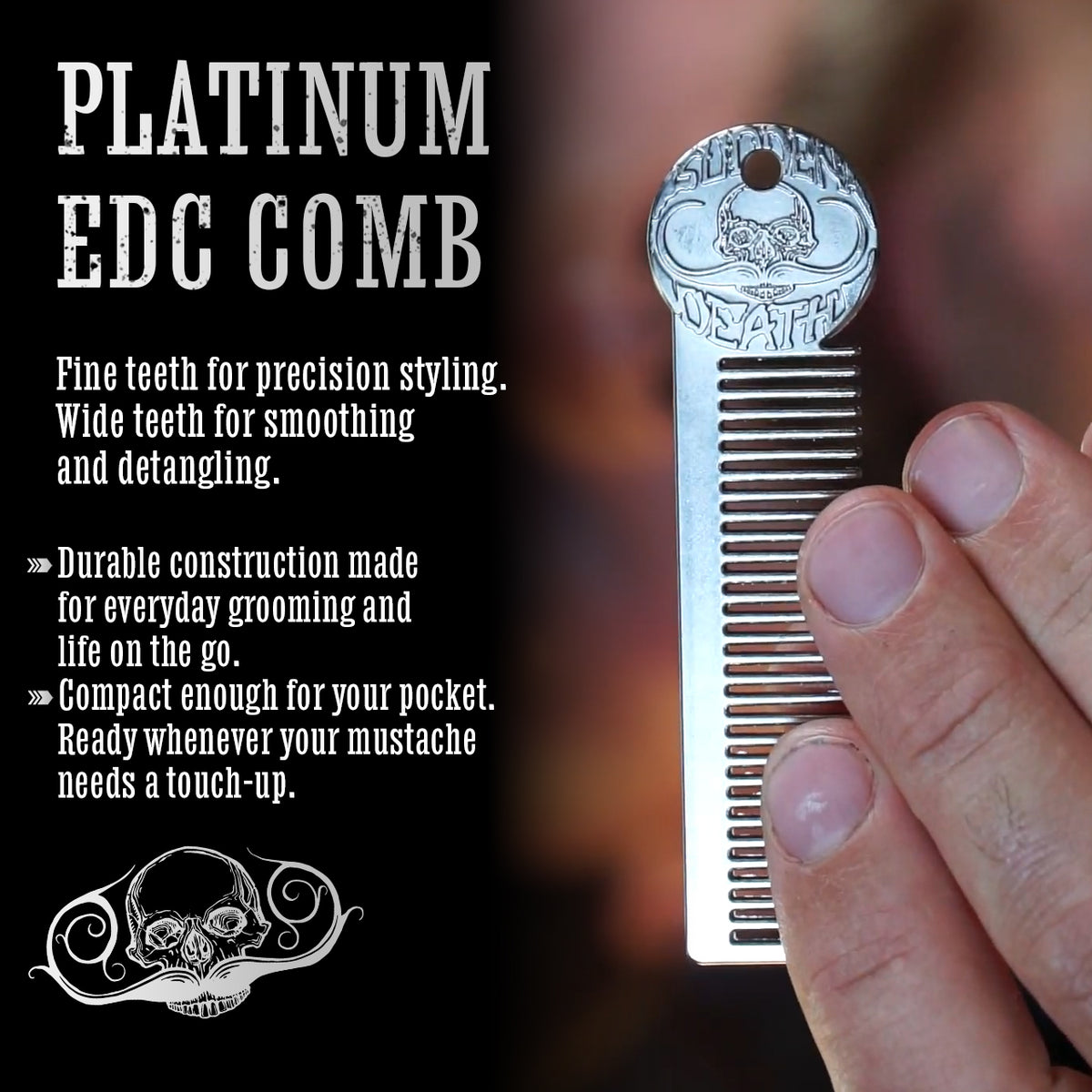 Death Grip Platinum EDC Mustache Wax Kit | Refillable Wax Inserts