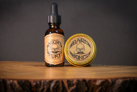 Bare Bones Medium Hold Mustache Wax and Night Fury Mustache Wax Remover Oil Set