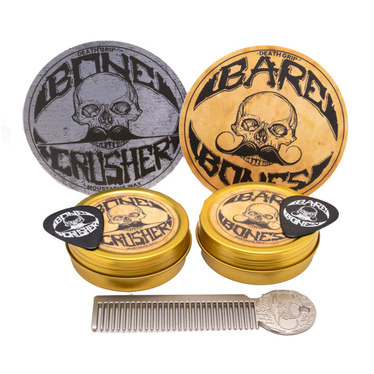 Mustache Care Gift Set by Vintage Grooming Co. (Bone Crusher & Bare Bones Set)