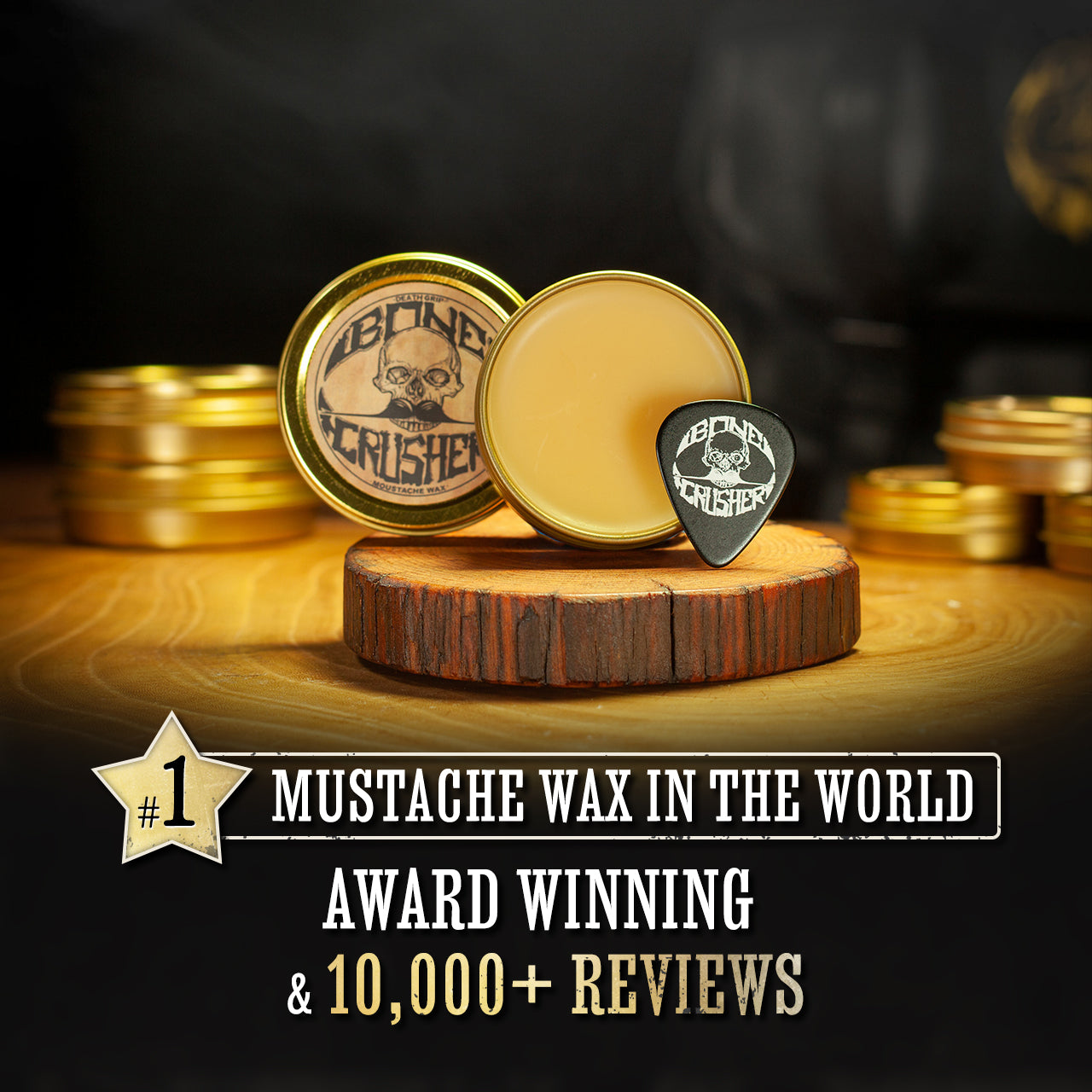 Bone Crusher Extra Strong Extra Firm Mustache Wax | Heat Source Recommended | 1oz Tin