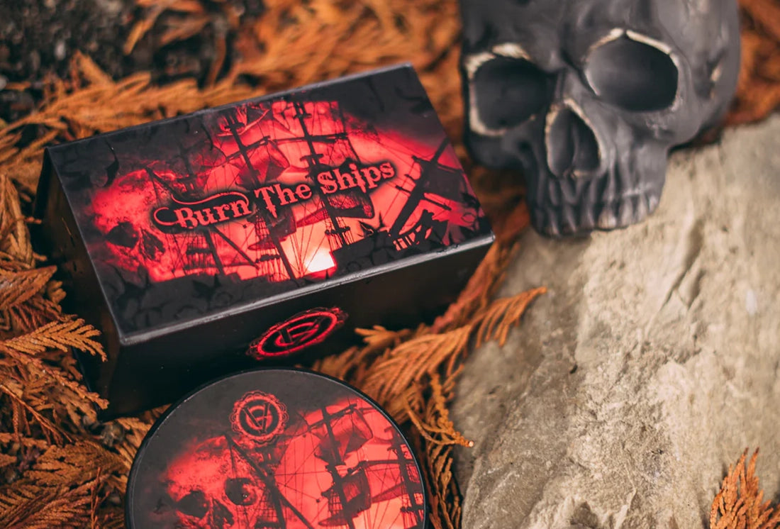 Burn The Ships Shaving Kit | Skull Lather Bowl, 4oz Shave Cream, OneBlade Element Razor | Gift For Him