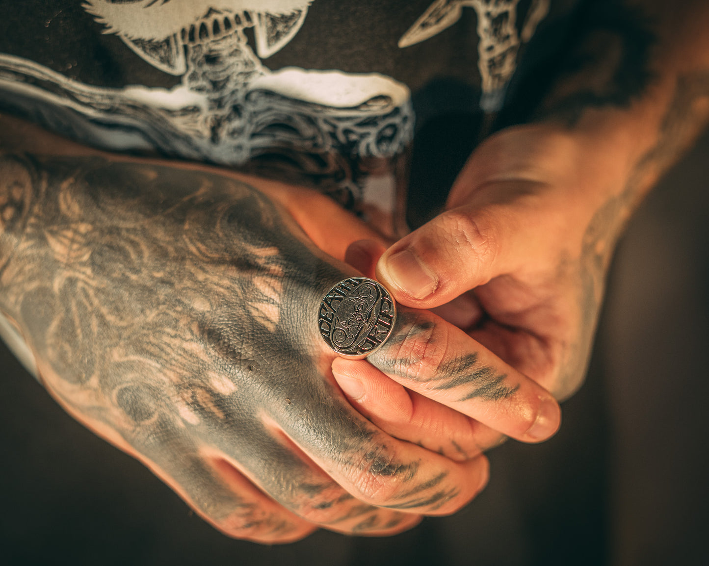 Death Grip Brotherhood Signet Sterling Silver Ring