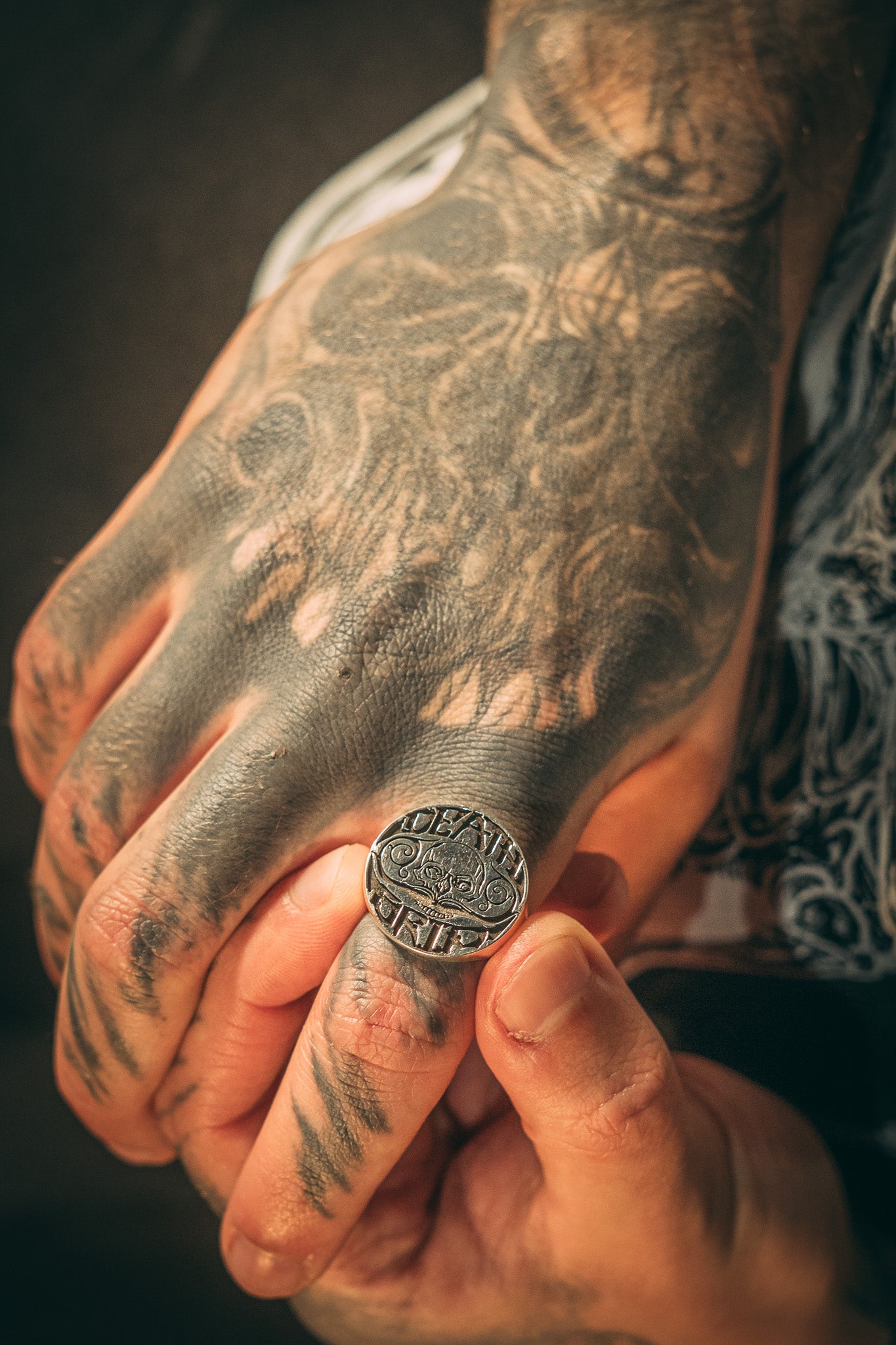 Death Grip Brotherhood Signet Sterling Silver Ring