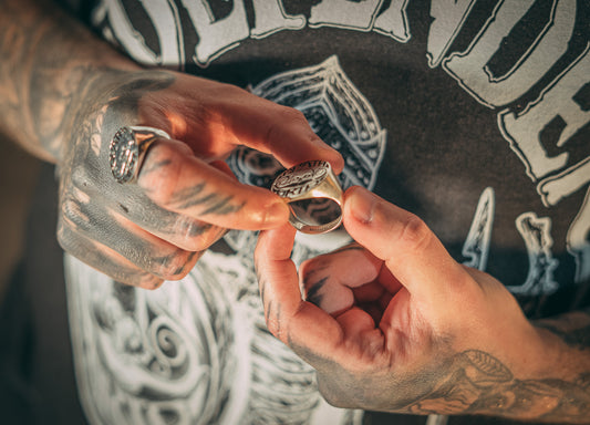 Death Grip Brotherhood Signet Sterling Silver Ring
