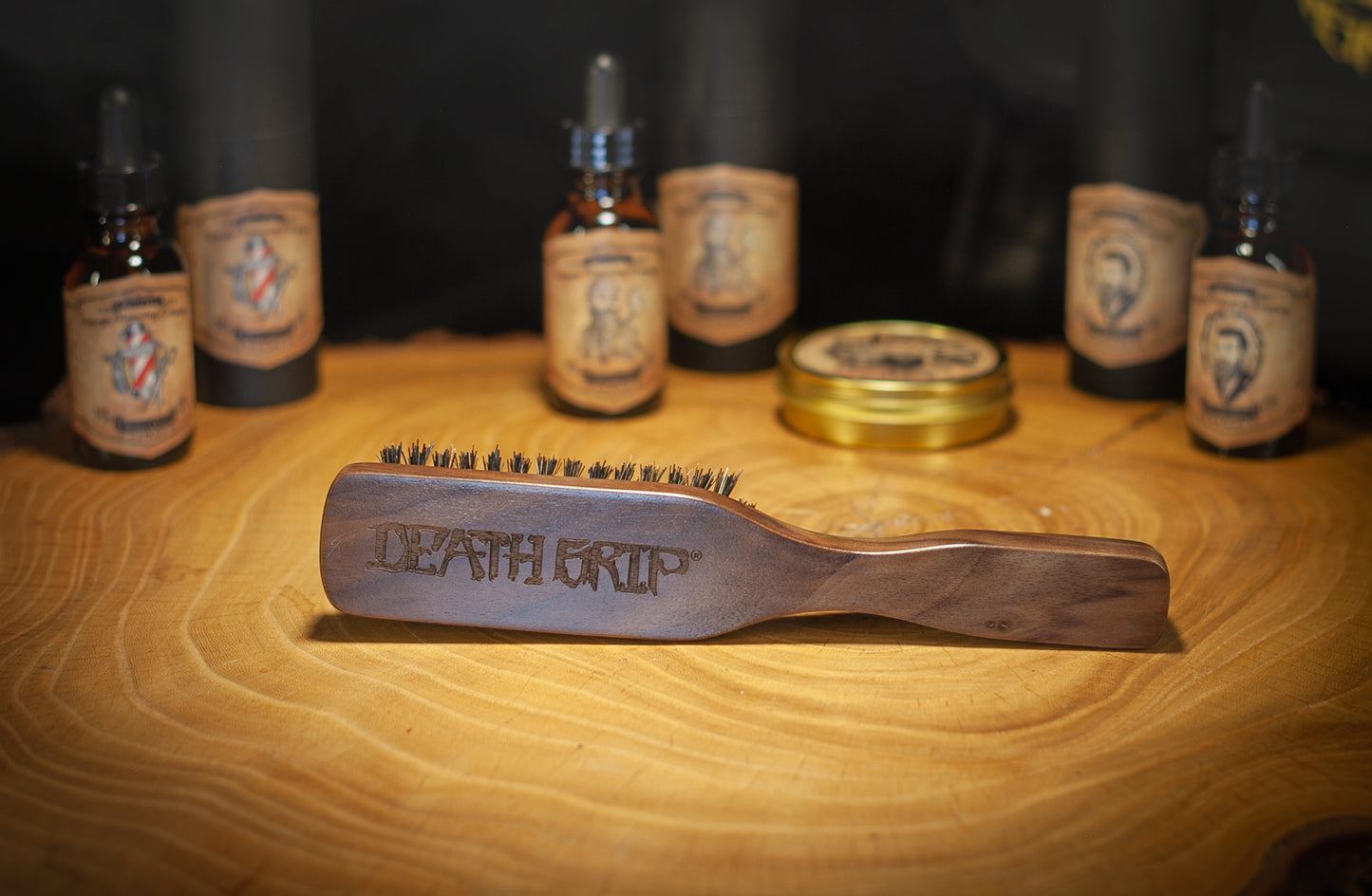 Wooden Death Grip Handle Head, Beard & Mustache Brush