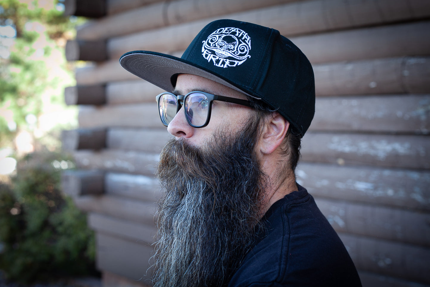 Death Grip Skull Hat | Baseball Cap with Skull Logo Design | Skullcap Back Snap for Men Women & Young Adults Mustache Wax Snapback Black