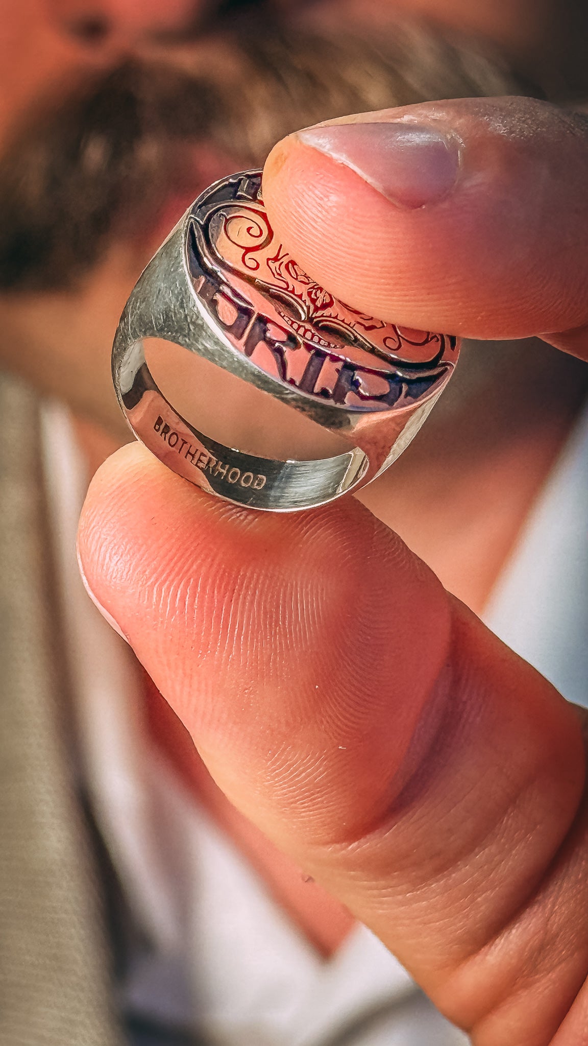 Death Grip Brotherhood Signet Sterling Silver Ring