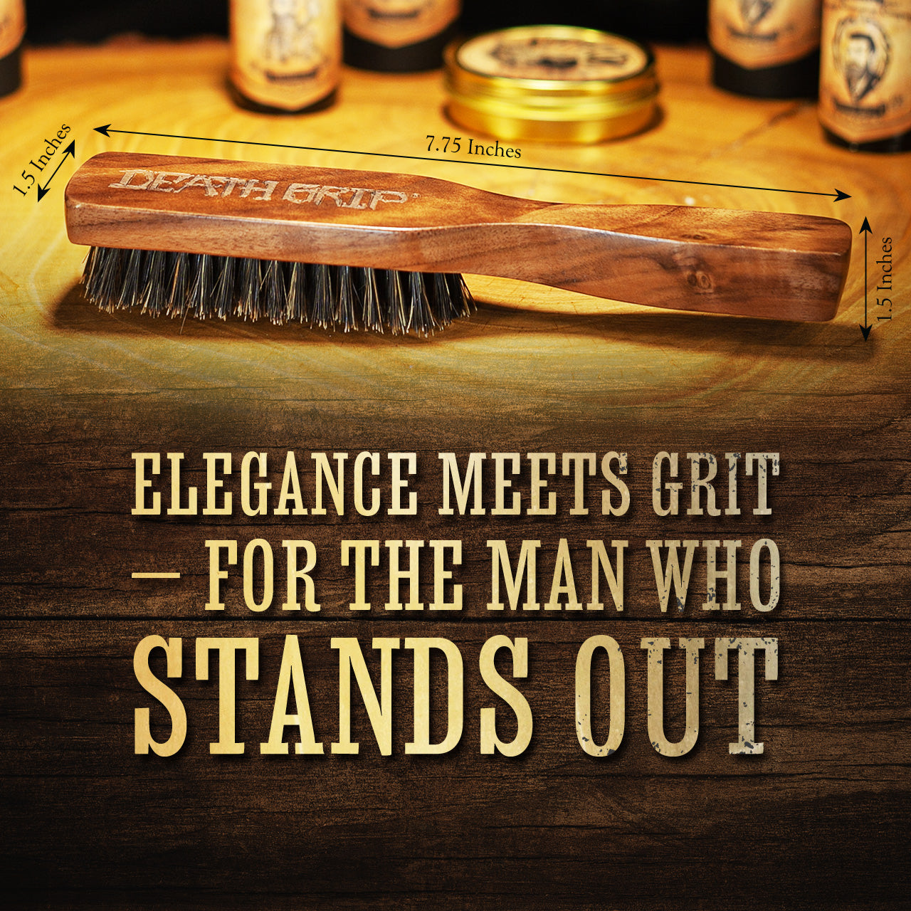 Wooden Death Grip Handle Head, Beard & Mustache Brush