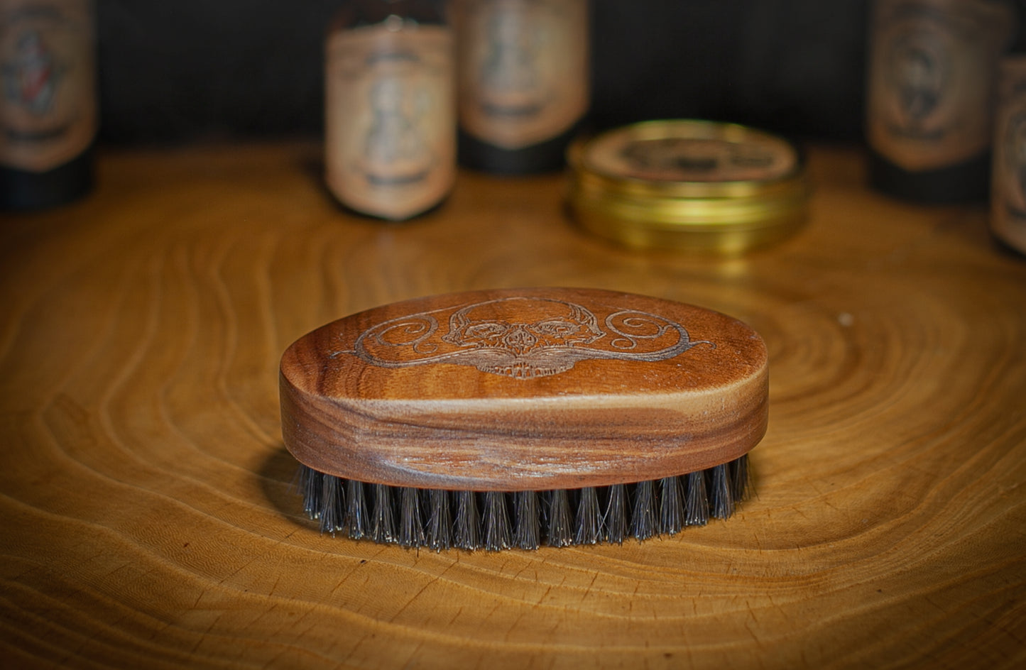 Oval Wooden Death Grip Brush for Beard & Mustache