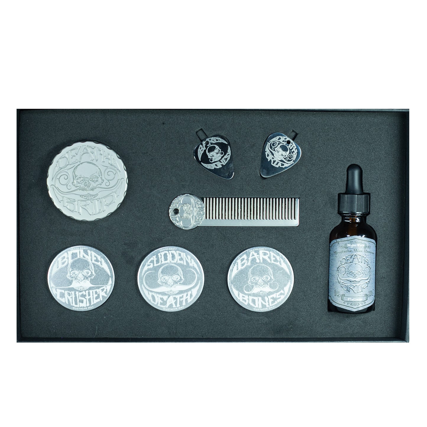 Death Grip Platinum EDC Mustache Wax Kit | Refillable Wax Inserts