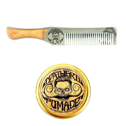 Death Grip Hair Pomade 2oz and Death Grip Pomade Hair Comb Set