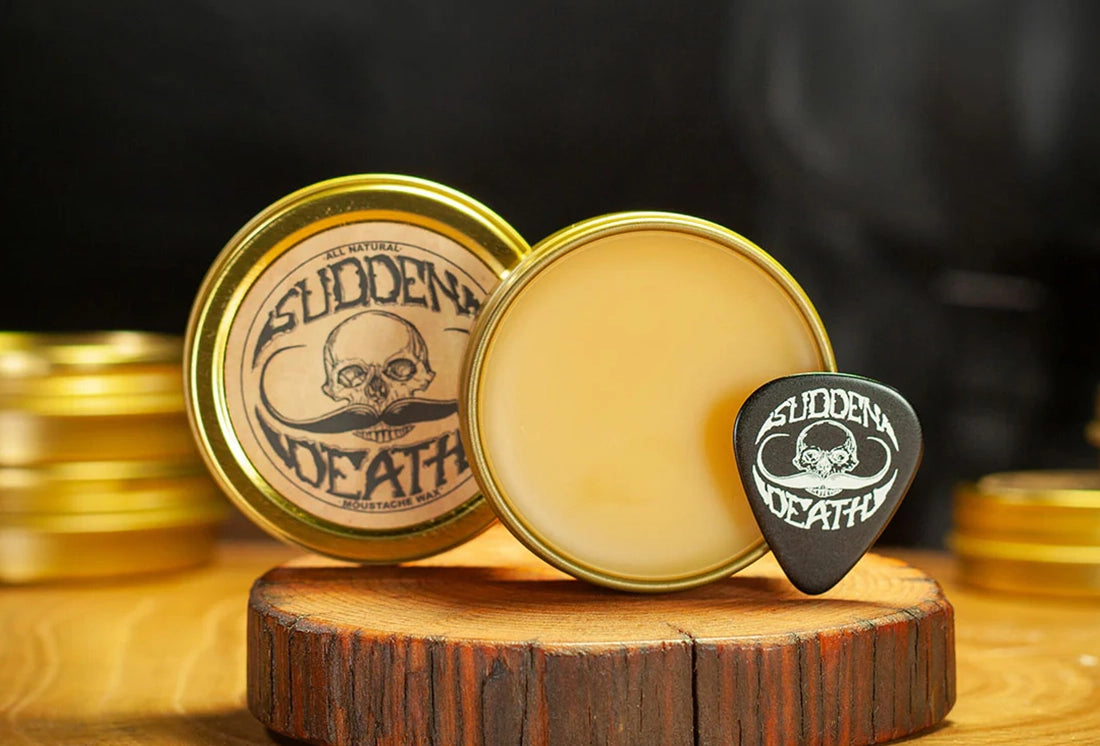 Strong Hold Mustache Wax Grooming For Men - 1oz Sudden Death Moustache & Beard Wax - Perfect For Handlebar Mustaches - No Heat Required
